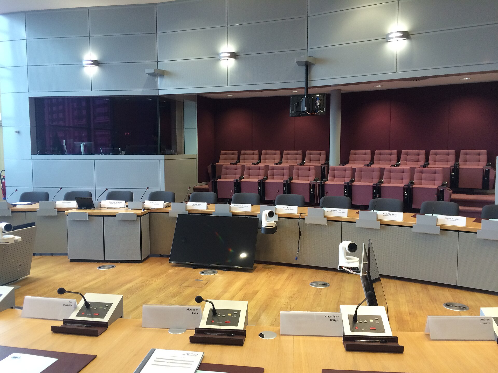 Professionals in a formal conference setting
